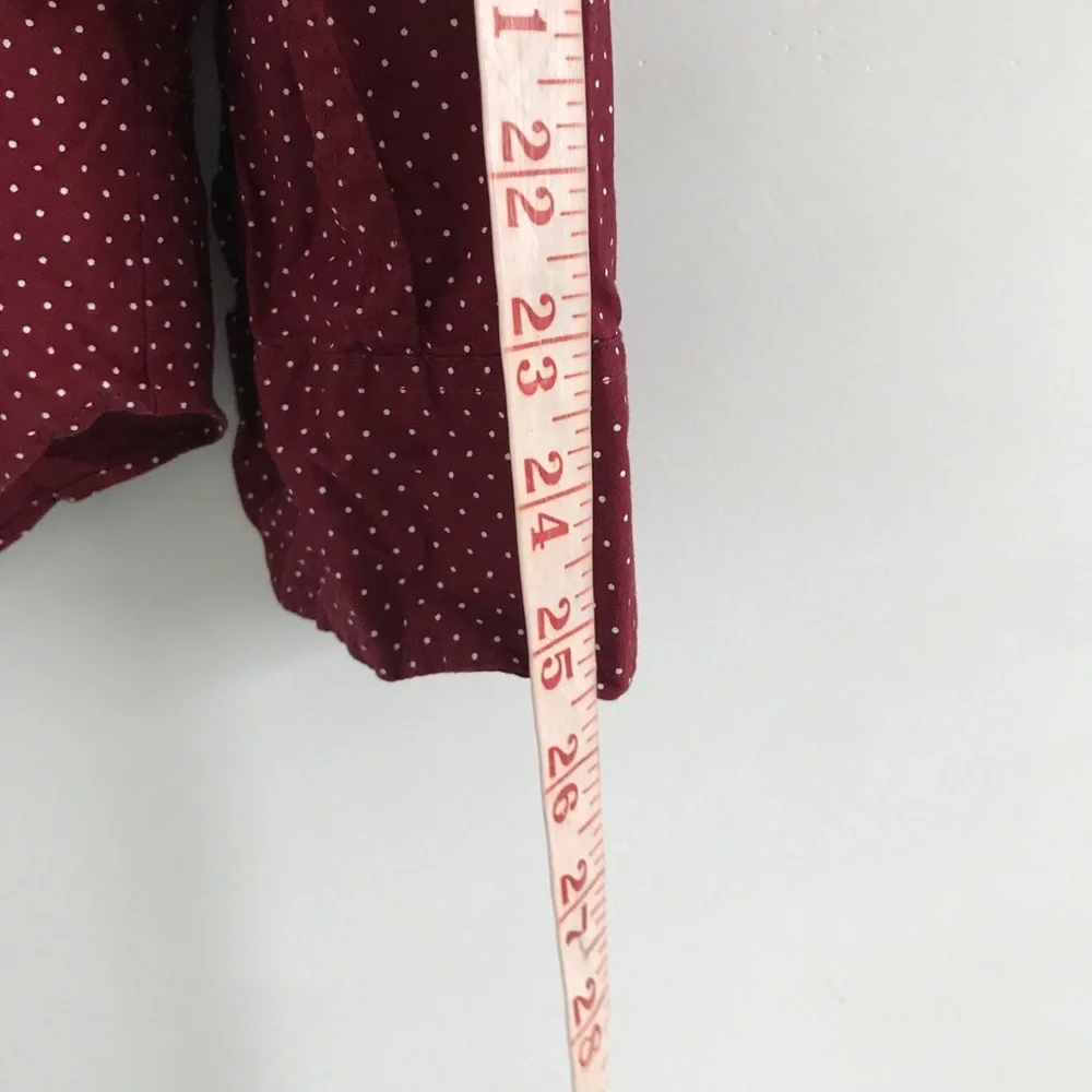 J CREW BURGUNDY DRESS SHIRT LONG SLEEVE BUTTON SLIM UNTUCK WOMENS LARGE